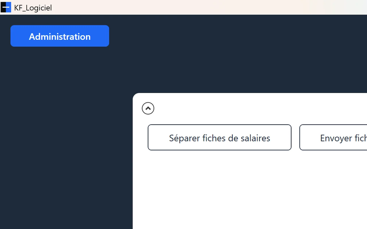 Écran principal du logiciel administratif : séparer et envoyer les fiches de salaire